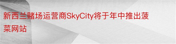 新西兰赌场运营商SkyCity将于年中推出菠菜网站
